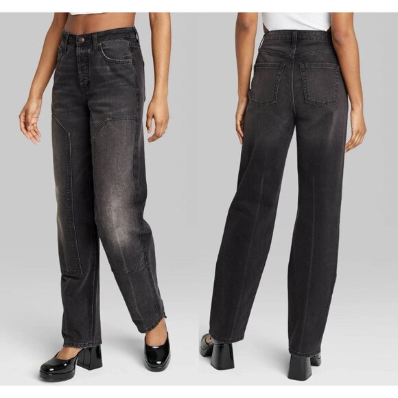 Women's Wild Fable High-Rise Straight Jeans Black Wash Easy Rigid Size 6 - Picture 3 of 5